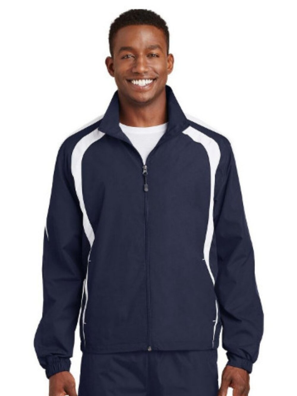 Sport-Tek JST60 Men's Colorblock Raglan Jacket - True Navy/White